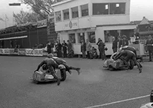Ernie Leece & J D Logan (LMS Triumph) and Dick Hawes & Eddie Kiff (YCE-Kuhn Norton) 1972 750 Sidecar TT