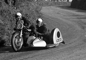 Images Dated 10th February 2018: Ernie Walker & D G Roberts (Norton) 1954 Sidecar TT