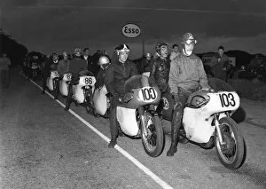 Images Dated 22nd October 2020: Ernie Wooder (Matchless) & Keith Gawler (Norton) 1962 Senior Manx Grand Prix practice