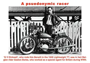 Benelli Prints: EX G V Dickwell Benelli 1939 Lightweight TT Gaston Barbe