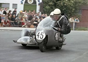 Images Dated 23rd August 2020: Ferdinand Breu & D Heinz (BMW) 1965 Sidecar TT