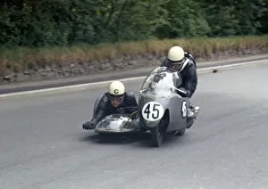 Images Dated 24th August 2020: Ferdinand Breu & D Heinz (BMW) 1965 Sidecar TT