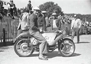 Images Dated 15th September 2013: Fergus Anderson (Guzi) 1953 Junior TT weight-in