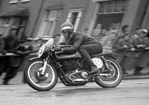 Images Dated 29th September 2020: Frank Perris (AJS) 1956 Junior TT