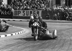 Images Dated 25th June 2020: Frank Taylor & R Whitehouse (Norton) 1958 Sidecar TT
