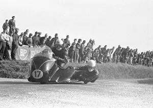 Images Dated 23rd December 2021: Fred Hanks & E Dorman (Matchless) 1956 Sidecar TT