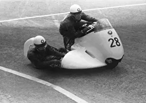 Images Dated 26th July 2011: Fritz Hillebrand at Nursery Bends: 1957 Sidecar TT