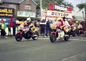 Images Dated 19th June 2021: Gary Tate (Yamaha) and John Caffrey (Yamaha) 1987 Senior TT