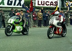 Geoff Barry (Kawasaki) and Bill Smith (Yamaha) 1974 Formula 750 TT