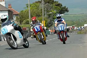 Images Dated 28th May 2012: Geoff Bates (Honda) and Ed Manley Jnr (Honda) and Sam Kinkead (Drixton Honda) 2012 Pre TT Classic