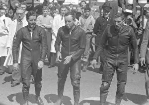 John Surtees Gallery: Geoff Duke, John Surtees, Bob Brown 1959 Junior Ulster Grand Prix