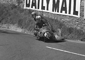 Images Dated 18th February 2021: George Oates & W Garrett (Rumble BSA) at Governors Bridge: 1973 500 Sidecar TT