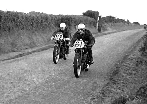 Gerry Edwards Velocette and Derek Farrant (Velocette)1951 Junior MGP Practice