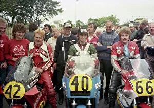 Images Dated 21st July 2020: Graham King (Suzuki) Dave Pither (Honda) Ian Ogden (SGB Suzuki) 1984 Senior Manx Grand Prix
