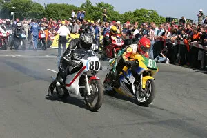 Images Dated 25th April 2022: Grant Goodings (Yamaha) and David O Leary (Honda) 2007 TT Parade Lap
