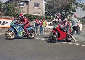 Images Dated 29th February 2020: Greg Broughton (Yamaha) & Richard Goodwin (Yamaha) 1987 Lightweight Manx Grand Prix
