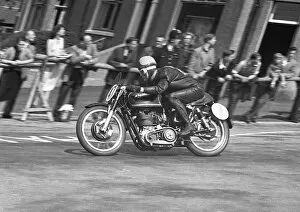 Images Dated 2nd August 2011: Harold Clark on Bray Hill: 1953 Junior TT