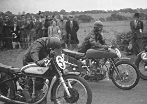 Guzzi Collection: Harold Daniell (Norton) and Bob Foster (Guzzi) 1949 Senior Ulster Grand Prix