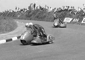 Images Dated 22nd September 2021: Heinz Luthringhauser & Horst Knopp (BMW) and Claude Lambert and Alfred Herzig (BMW) 1962 Sidecar TT