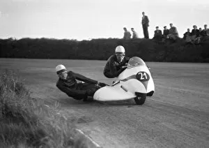 Images Dated 25th June 2020: Helmut Fath & Fritz Rudolph (BMW) 1958 Sidecar TT