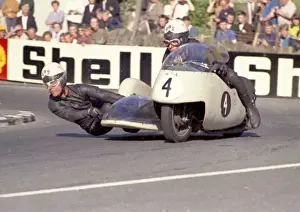 Helmut Fath and Wolfgang Kalauch at Quarter Bridge: 1968 500 Sidecar TT