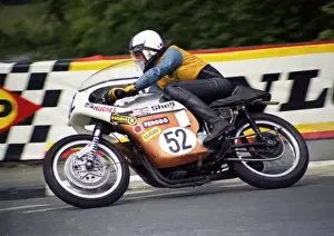 Hugh Evans (Hughes Triumph) at Quarter Bridge: 1974 F750 TT