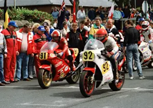 Ian Jones (Ducati) and Chris Petty (Suzuki) 1989 Senior TT