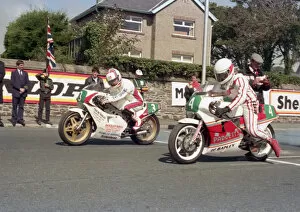 Images Dated 29th February 2020: Ian Jones (Yamaha) & John Davies (Padgett spl) 1987 Lightweight Manx Grand Prix