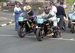 Ian Pattinson (Kawasaki) & Ken Davis (Chaintec Honda) 1996 Junior Manx Grand Prix