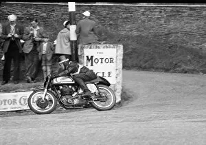 1956 Junior Manx Grand Prix Collection: Ian Stuart (Norton) At Governor's Bridge 1956 Junior Manx Grand Prix
