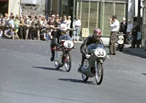 Images Dated 11th January 2021: A J Liptrott (Honda) & Baz Dickinson (Garelli) 1968 50cc TT