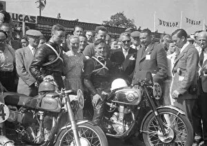 Images Dated 17th August 2021: Jack Bottomley (Norton) Derek Powell (BSA) 1953 Junior Clubman TT