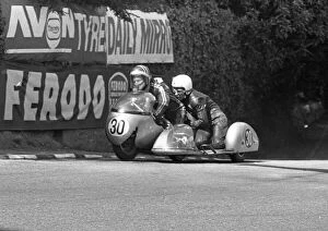 Images Dated 18th February 2021: Jack Trustham & A Notman (Seeley) at Governors Bridge: 1973 500 Sidecar TT