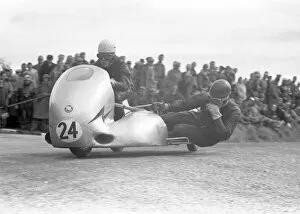 Images Dated 23rd January 2022: Jackie Beeton (Norton) 1957 Sidecar TT