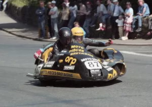 Images Dated 7th October 2020: Jacques-Jean Michel & Ansquer Loic (Pro Side Yamaha) 1985 Sidecar TT