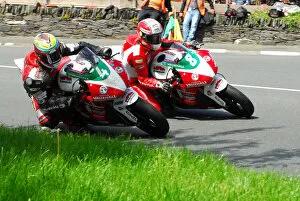 Images Dated 28th May 2020: Jamie Hamilton and Michael Rutter (Kawasaki) 2013 Lightweight TT practice