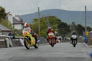 Edward Poole Gallery: Jean-Pierre Sanchez (Spondon Yamaha) and Kevin Callan (Honda) and Edward Poole (Triumph)