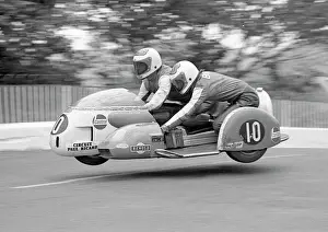 Jeff Gawley and Ken Birch (RMB Konig) fly Ballaugh Bridge: 1974 500 Sidecar TT