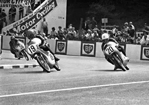 Jim Pink (Honda, 19) and Brian Gleed (Honda, 20) 1966 50cc TT
