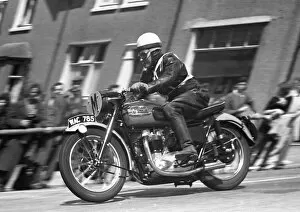 Images Dated 30th September 2020: Jimmy Linskey (Triumph Travelling Marshal) 1957 TT
