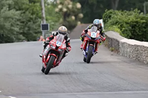 Images Dated 15th July 2022: Joey Thompson (Honda) and Rob Hodson (Yamaha) 2022 Supersport TT