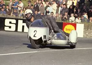 Images Dated 15th September 2013: Johann Attenberger / Josef Schillinger (BMW) 1968 Sidecar TT
