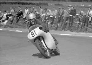 Images Dated 15th September 2011: John Farnsworth at Sulby Bridge: 1961 Junior TT