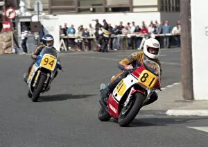 Images Dated 10th June 2021: John Fitzgerald (Yamaha) and Peter Foster (Suzuki) 1986 Senior Manx Grand Prix