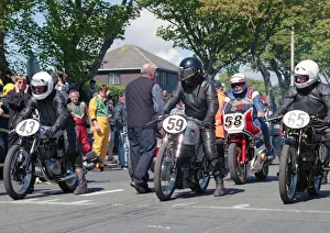 Velocette Collection: John Gentry (Mondial) Walter Mutzner (CZ-Walter) and Ivan Rhodes (Velocette) 2002 TT Parade Lap