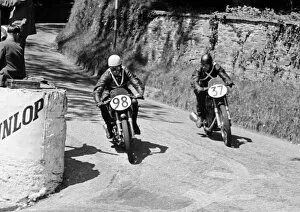 Images Dated 29th June 2019: Johnny Lockett (Norton) & Les Dear (AJS) 1949 Junior TT