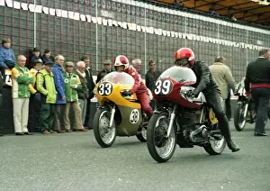 Ken Huggett (Coleshill Seeley) Keith Heckles (Kettle Norton) 1983 Manx Grand Prix Parade Lap