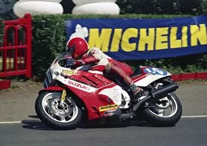 Images Dated 3rd February 2013: Kevin Wison (Suzuki) at Ballacraine; 1988 Production B TT