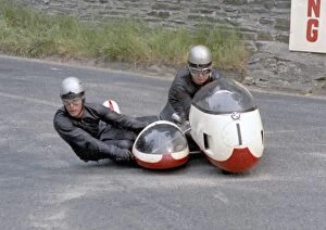 Images Dated 15th September 2011: Klaus Enders at Governors Bridge: 1970 500 Sidecar TT