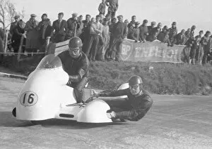 Images Dated 24th February 2022: Len Taylor & Peter Glover (Norton) 1956 Sidecar TT